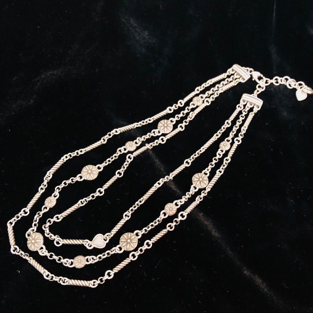 BRIGHTON Silver Three-Strand Short Necklace